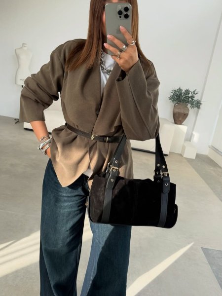 جاكيت درابي أنيق بقصّة مفتوحة كلاسيكي