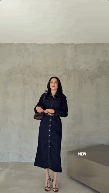 فستان جينز بالقشاط العسلي