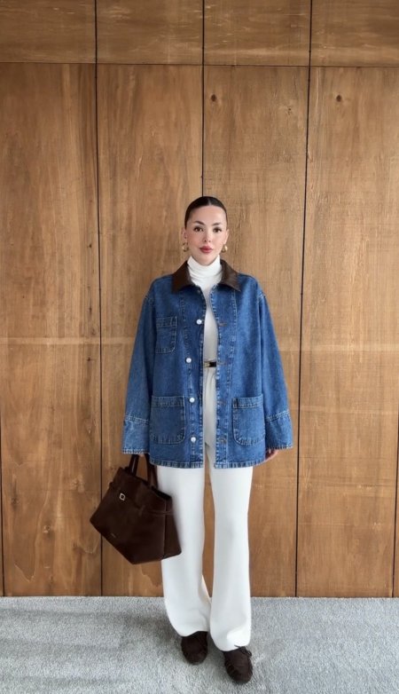 جاكيت جينز قبة بني