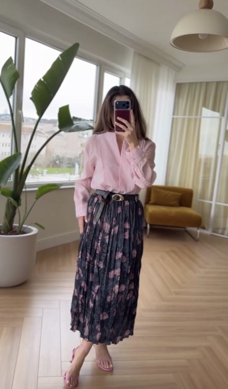 تنوره صيفي مورد 🌸