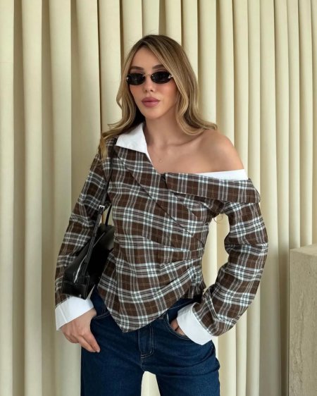 قميص كاروه off shoulders