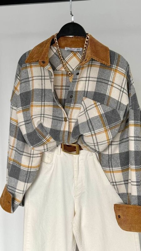 قميص كاروهات فلو بقبة مخمل