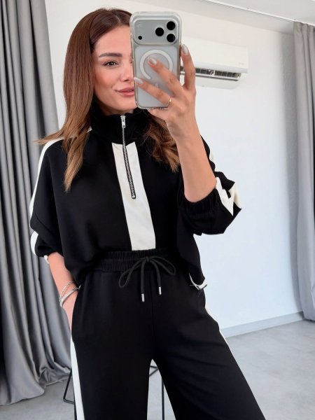 ترينج قطن ناعم بسحاب وقبة عالية