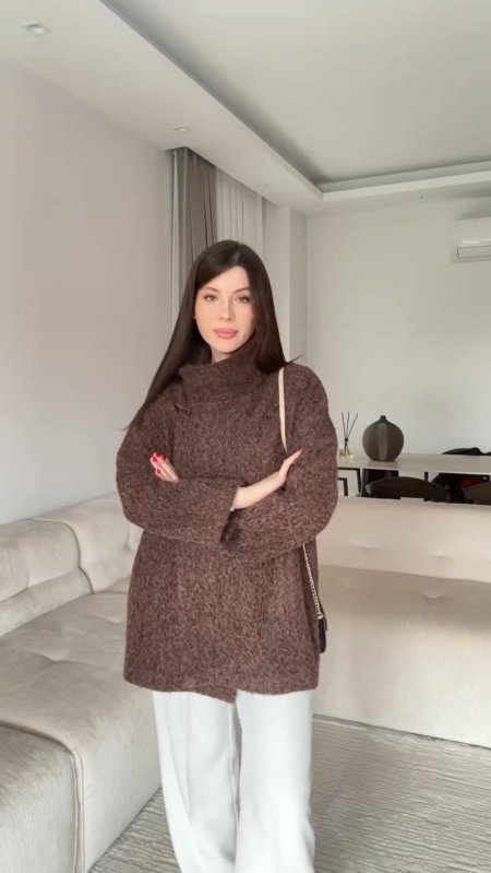 Long High-Neck Faux Fur Coat