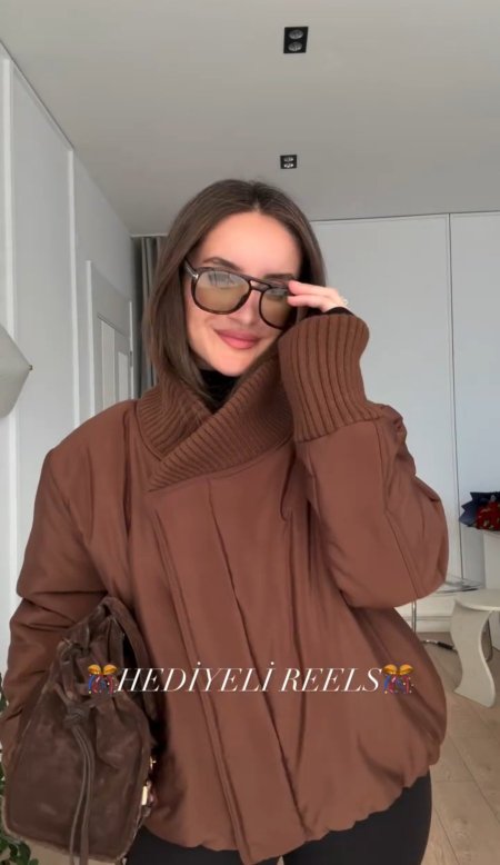 Puffed High-Waist Brown Jacket