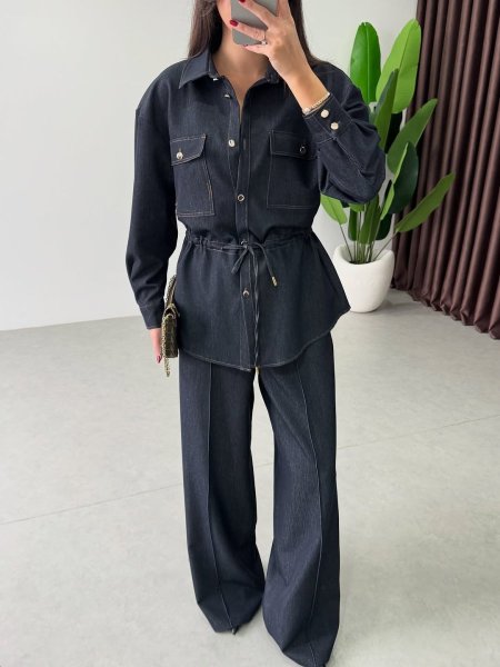 طقم جينز خفيف – مع زنار خصر