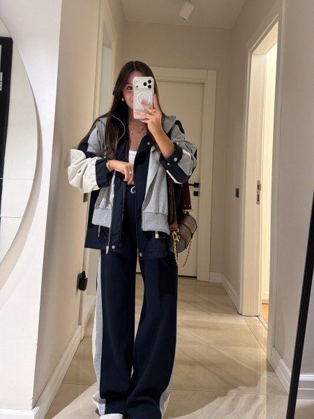 Two-Tone Sporty Streetwear Set🤎❄️🍁