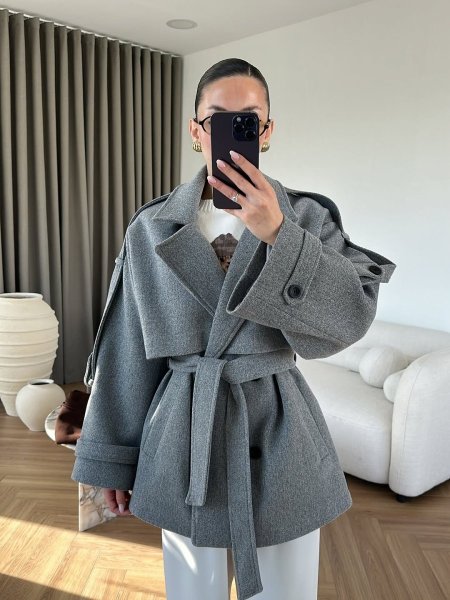 معطف جوخ بربطة خصر