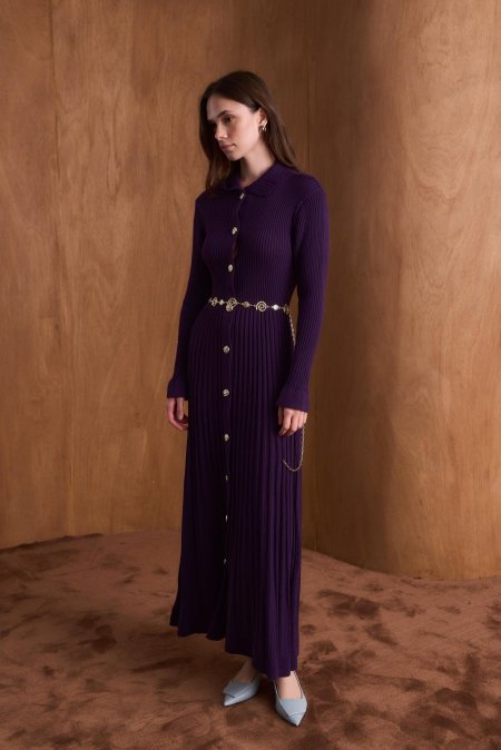 فستان صوف شتوي مع سنسال ع الخصر